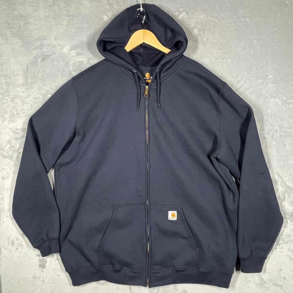 Carhartt K122-472 Mens 2XL Tall Navy Blue Full Zip Hooded Sweatshirt Ho NWOTodie